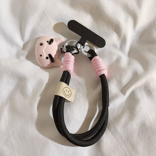 美克杰艺术大牙齿玫红鳄鱼手机挂绳个性ccd钥匙挂件挂链手机壳通用女款 超人小新+653标+天蓝夹片