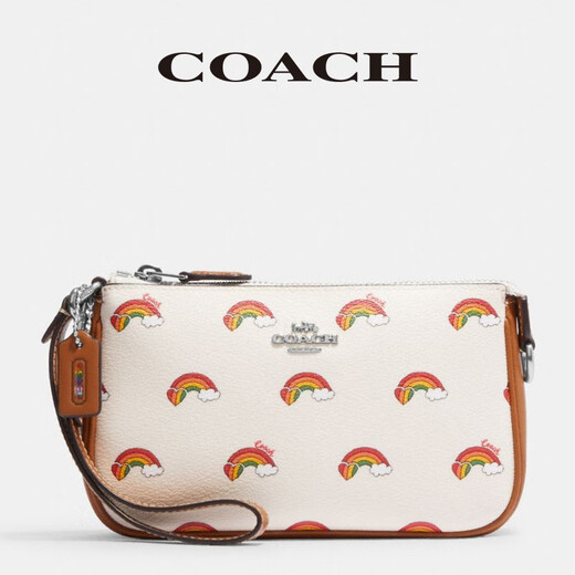 COACH/蔻驰 官方授权 新款女士时尚简约手拿包情人节礼物 白色拼色CJ657SVCAH