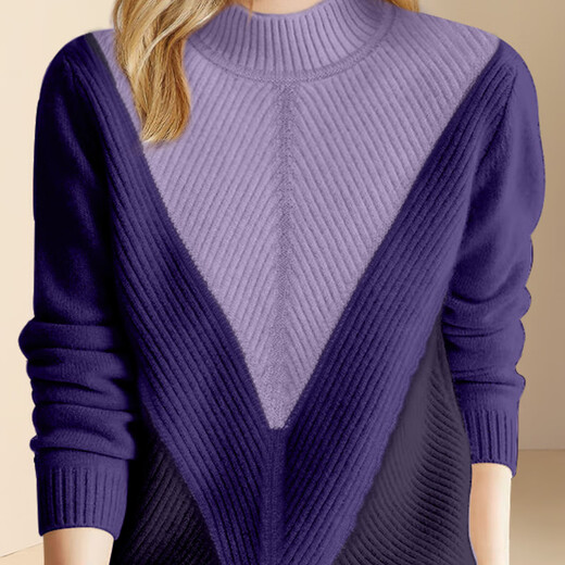 
Difelige European and American design half turtleneck sweater for women 2024 new winter contrasting color thermal inner sweater picture color M