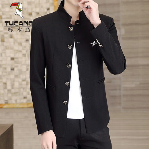 Woodpecker (TUCANO) casual suit men's jacket men's 2025 new spring and autumn stand collar suit slim body Zhongshan jacket men's blue XL