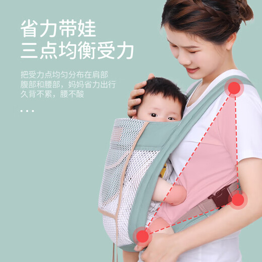 Aiyuanmei (aiyuanmei) baby strap baby out for simple front and rear dual-purpose front-held lightweight newborn baby-carrying artifact liberates hands Mint green breathable double net