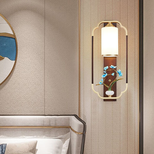 Yaotian Modern New Chinese Style Wall Lamp Full Spectrum Black Walnut Jade Lamp Living Room Rechargeable Wiring-Free Model 1001-Lan