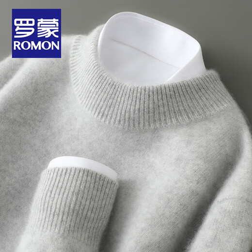 ROMON first-line ready-to-wear 100% pure cardigan men thickened business sweater men base shirt men loose knit sweater men camel color [half turtle neck-826] XL