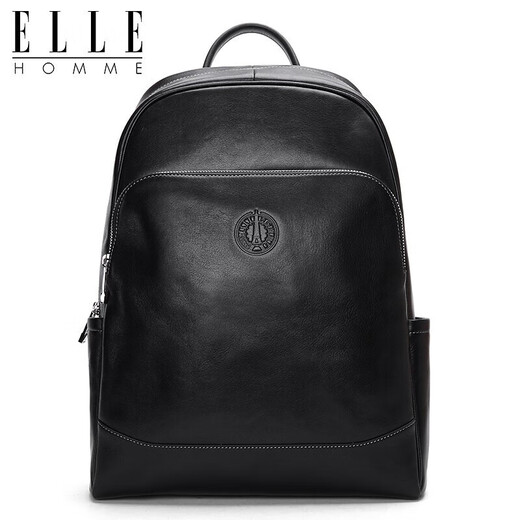 ELLE HOMME men's backpack trendy cowhide backpack casual outdoor schoolbag EA788207261 black