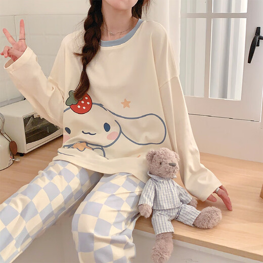 
Yalu pajamas women 2025 new cute Yuguigou spring and autumn long sleeve plaid trousers internet celebrity style home clothing set 15568 women M women (suggested weight 80100 Jin [Jin equals 0.5 kg])