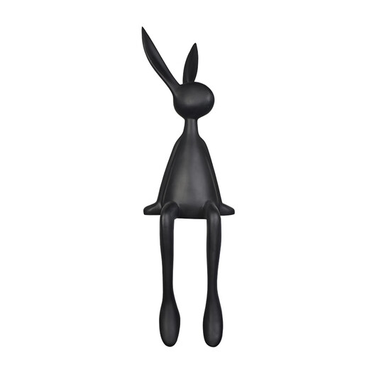 
Sitting long-eared rabbit ornaments Cute good rabbit ornaments Internet celebrity cartoon long-eared sitting rabbit sculpture living room electric black 28cm 9928cm