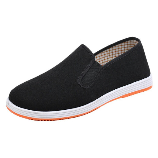 Traditional old Beijing cloth shoes winter warm cotton shoes men's non-slip wear-resistant single shoes one-legged casual black cloth shoes black bottom 39