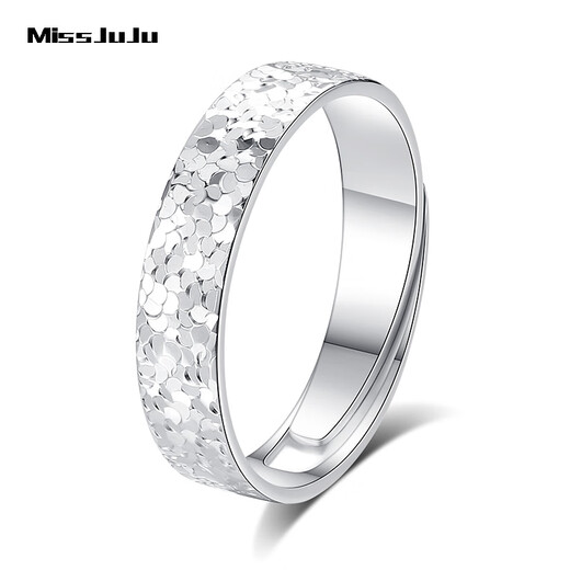 Miss JuJu new pt950 platinum ring for men and women, couple model, platinum crushed ice honeycomb ring, adjustable mouth, men's model, closed mouth 16# 6.0-6.2g