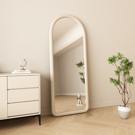 Dexu full-body mirror home floor-standing mirror Internet celebrity dressing mirror ins style fitting mirror for girls bedroom makeup special mirror white 150*40cm [wall style]