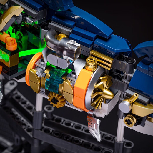 Mechanische große Dinosaurier Haiwal Baustein Insekt Punk Luminous Technology Creative Ornament Model Papageien Froschspielzeug Halbmechanischer Hai (Beleuchtung) -693 Stücke
