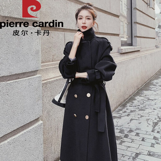 皮尔卡丹感酒红色结婚呢子大衣女2024秋冬时尚中长款加厚毛呢大衣 酒红色 【761款】 S 【115斤内】