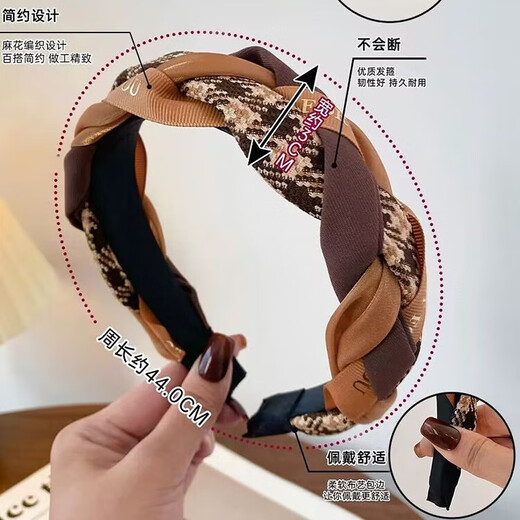 Tang Funi headband women's 2024 new style high-end foreign style fashionable headband high cranium top going out versatile pressure hairpin face wash headwear green twist headband