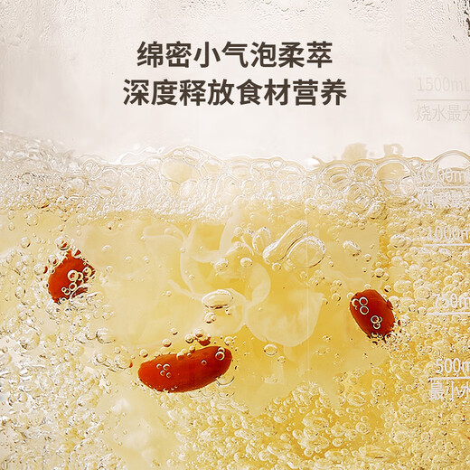 Joyoung Anti-overflow Boiling Cuisine Home Health Kettle Mini 1200W Small Bubble Anti-foam Constant Temperature Kettle 0 Glue Smart Glass Tea Maker Joyoung Life 15WY1J