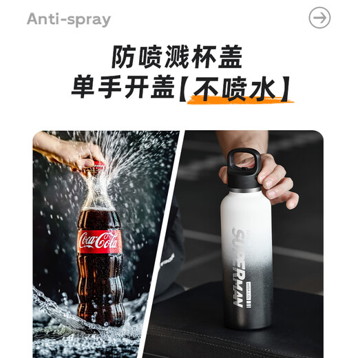 恩尔美保温杯大容量水杯男士学生户外运动便携车载新款316无螺纹保温杯 运动白1L【陶瓷胆/单手开】