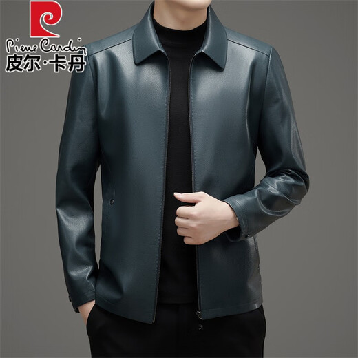 Pierre cardin (pierre cardin) handles Haining genuine leather leather jacket for men 2024 autumn and winter new business sheepskin jacket soft leather temperament men's jacket black single leather 175/92A 125Jin [Jin equals 0.5 kg]-140Jin [Jin equals 0.5 kg]