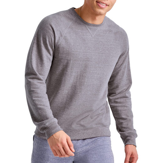 Hengshi HANES Hengshi Men's Hanes Men's Crew Neck Sweatshirt Tri-Blend Terry Cloth Black 50r Pe Heather Large