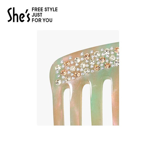 She s Akiko Monet impression acetate plate bright comb multi-tooth hair comb broken hairpin hair accessories headdress birthday gift light emerald green D0