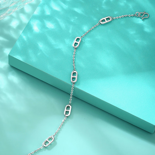 Yuan Shengfu's new PT950 simple and versatile pig nose platinum bracelet, authentic and fashionable women's platinum bracelet, 4.12 grams, length 15.5-17.5CM