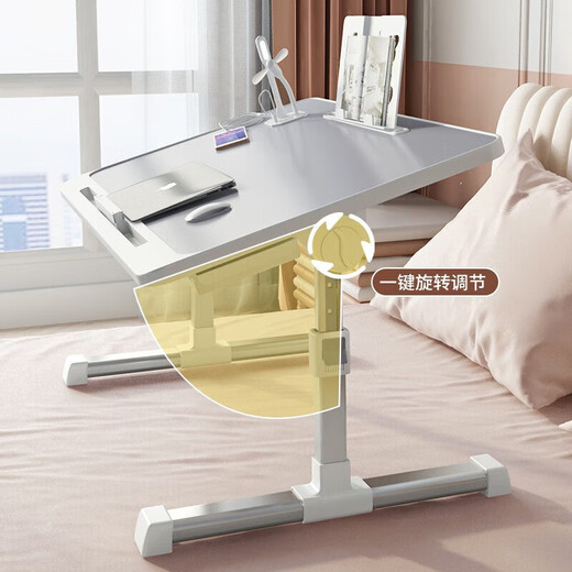 Quanpinwu lifting bed computer table desk foldable study table lazy dormitory bay window table slate gray regular style + card slot + anti-slip tray