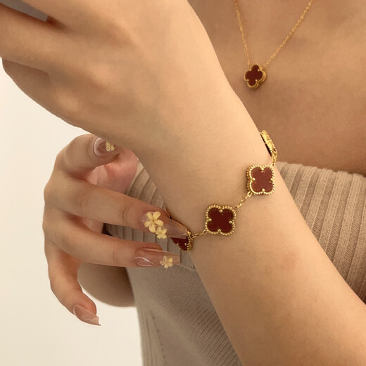 Nanzhi Willa 18k gold double-sided lucky four-leaf clover titanium steel non-fading necklace four-leaf clover good luck design bracelet bracelet