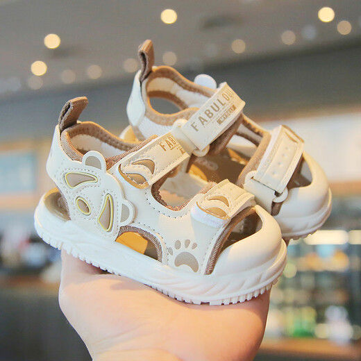 Huaya Huaya children's sandals summer baby boy toddler shoes soft sole toe non-slip girls beach shoes brown size 25 (inner length 15.5cm)