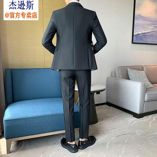 Jason's business suit men's high-end casual commuting formal design handsome young man's wedding small suit jacket white (suit + shirt + pants) L