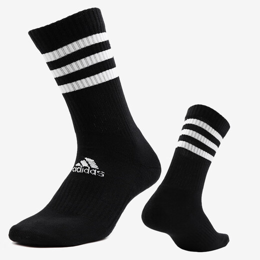 阿迪达斯 （adidas）袜子男袜女袜春秋款新款休闲袜跑步透气针织吸汗运动袜 FH6629黑色一双装/中筒 M（适合39-42码）