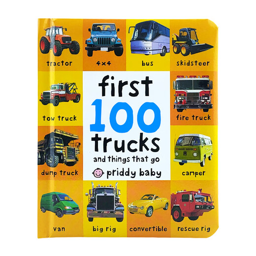 First 100 小开本12345册 Words单词·Animals动物·Trucks车辆·Numbers数字·Farm农场 趣味纸板翻翻书 英文原版 纸板书 1-5岁 Trucks 车辆