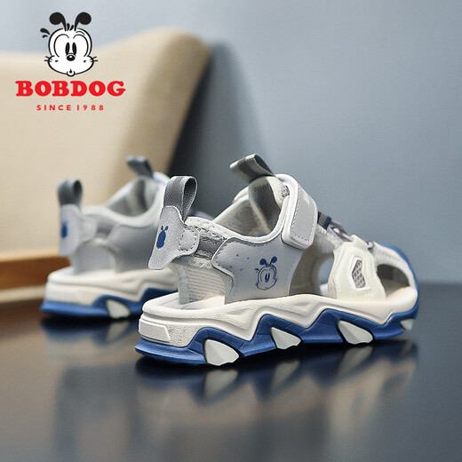 Babudou boys' toe-toe sandals summer 2024 new boys' shoes middle children's beach children's sports beach shoes blue and yellow LWH-6609 (larger) 33 sizes / shoe inner length 21.2cm