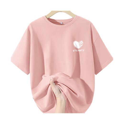 Jüdisches Frauen kurzärmeliges T-Shirt im Sommer Heiße, vielseitige T-Shirt Pure Cotton Dopamin Small Slim Top JR A Pulver 835a 4xl