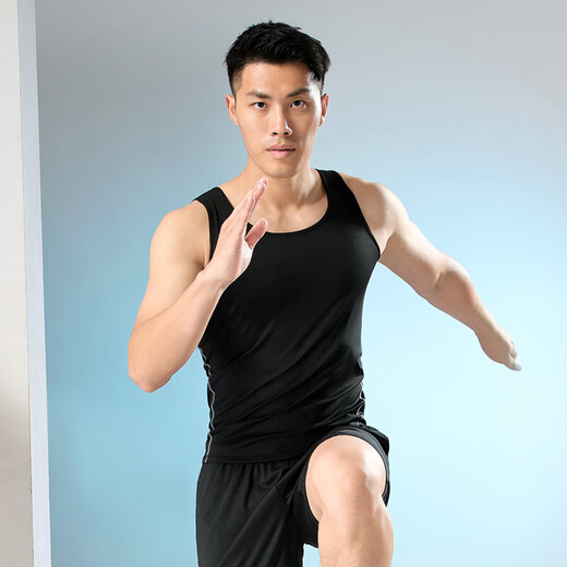 范迪慕运动跑步背心男紧身透气综合训练健身篮球服无袖T恤上衣 两件装