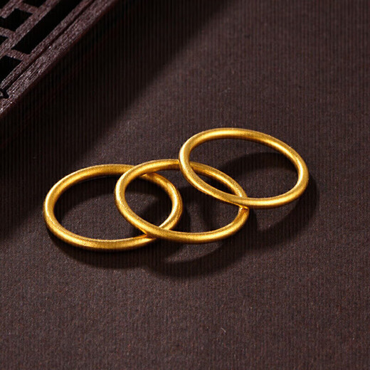 Safir gold ring women's ancient pure gold 999.9 Sansheng Sanshi plain ring 13# about 1.35 grams