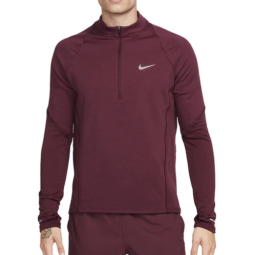 耐克（NIKE）官方官网舰店长袖T恤男士春季新款运动服跑步训练健身立领上衣 FB8565-681暗红色 2XL