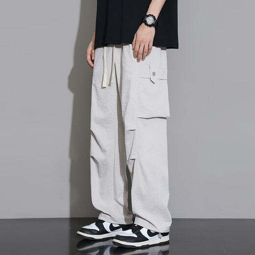 Dingfengbaoluo Seda de seda de secado rápido Pantalones casuales de secado rápido para hombres de trabajo estadounidenses masculinos de moda