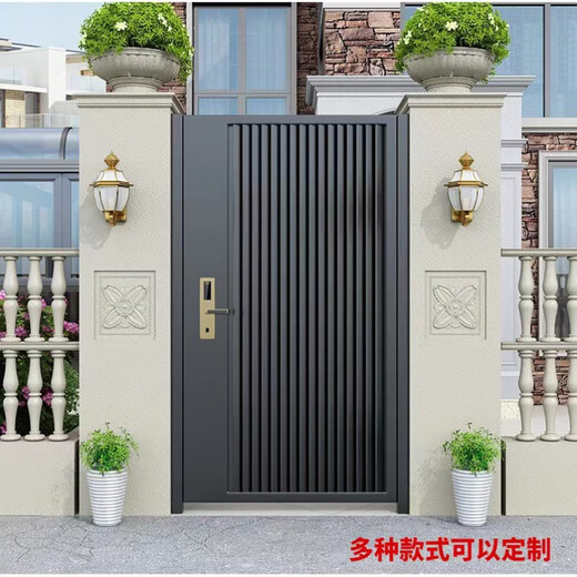 奇立彩不锈钢门铁艺庭院门铝艺入户门简约单双开户外百叶门花园别墅大门 不锈钢304材质