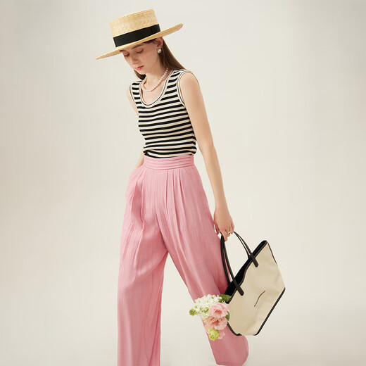 Fan Silanen's high-waisted lazy casual floor pants 2024 summer clothing new product thin wide-leg pants 24FS12213 Khaki XL