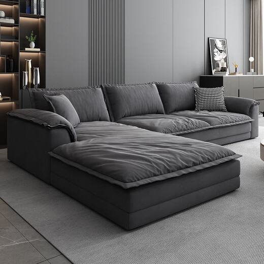 Italian minimalist light luxury matte velvet wash-free fabric sofa living room modern simple down latex Internet celebrity large seat deep double armrest single seat width 1.2 meters down style lazy sitting feeling