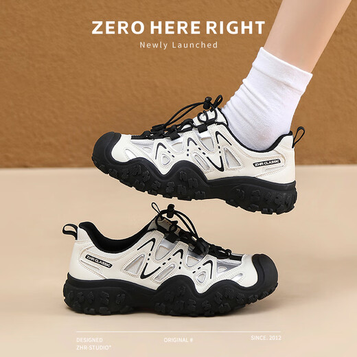 
ZHR hiking shoes for women casual outdoor sports lightweight creek tracing shoes for women versatile splicing women's shoes G683 Mi Black 37