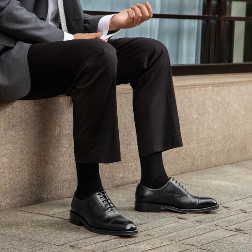 Desai three-joint handmade casual men's shoes business formal leather shoes men's Oxford heightening British wedding shoes black 42