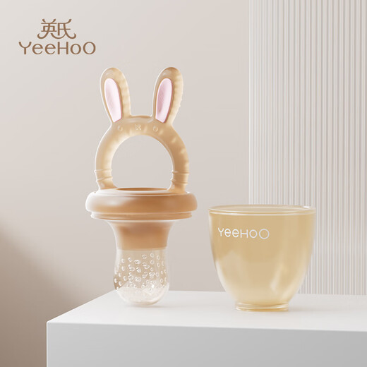 YEEHOO baby bite bag food supplement, children eat fruit and vegetable bite device, baby bite and play molar stick, full silicone artifact, nano silver, 1 pack, large size - 7 months and above