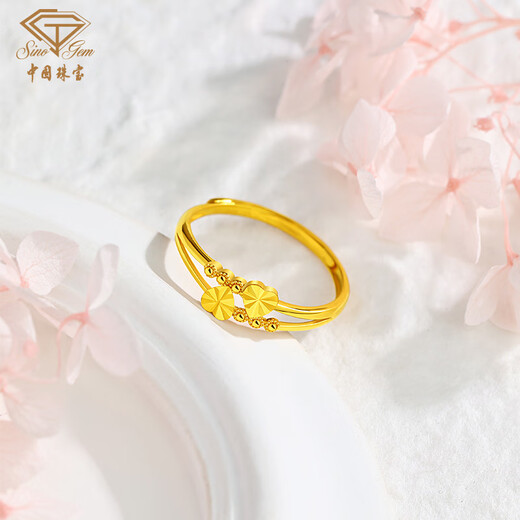 Chinese jewelry birthday gift for girlfriend gold ring female foot gold heart-to-heart ring alive gift for girlfriend