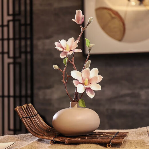 Kanglang new Chinese style creative high-end classical magnolia flower simulation floral set living room home decoration fake flower ornaments classical orchid/white + white bottle MM