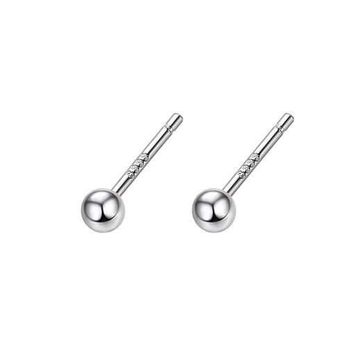 Lnieer 999 pure silver ear stick to support ear piercing silver earrings for women to sleep without picking, small and exquisite ear bone ear needles, not easy to cause allergies, 999 pure silver 3mm round head earrings pair
