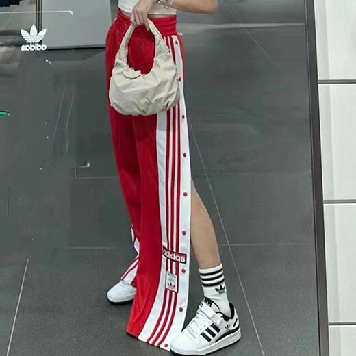 
Adidas Clover Sport Pants Women's Pants 2025 Summer New Side Breakfast Loose Breathable Casual Pants Wide Leg Pants IR9793 Red L