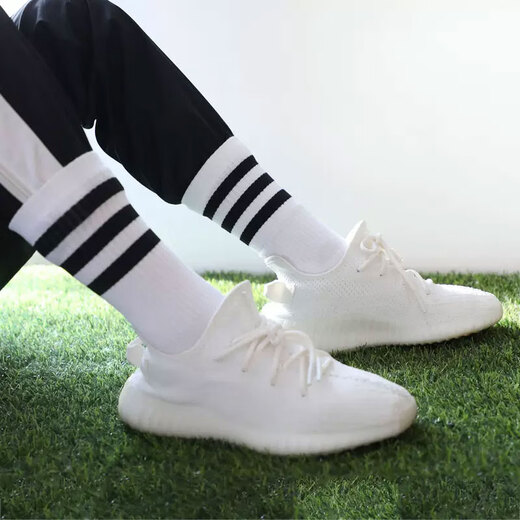 Adidas socks men's socks women's socks sports socks comfortable and breathable fitness training casual socks high-top stockings FH6628 white pair M-3942