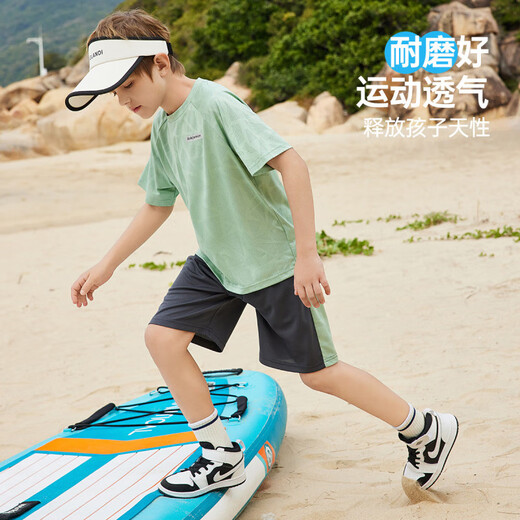 
ASK JUNIOR Children's Sports Set 2025 Summer Thin Men's Middle-Big Children's Short Sleeve Girls T-shirt Shorts Quick Dry Running Set Green [JE2MHS13918M] 120