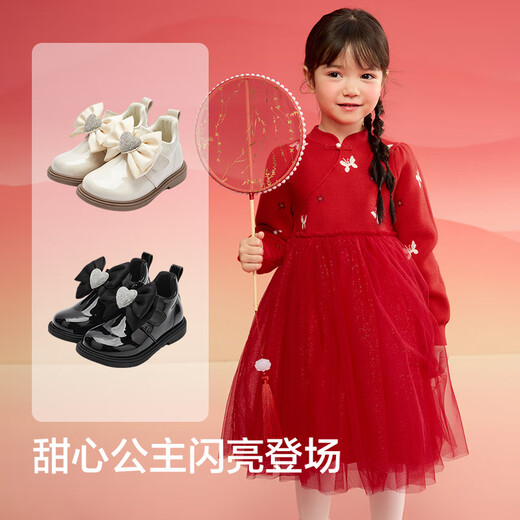 巴拉巴拉童鞋儿童靴子低帮靴女童鞋2025春季蝴蝶结甜鞋子208125141009