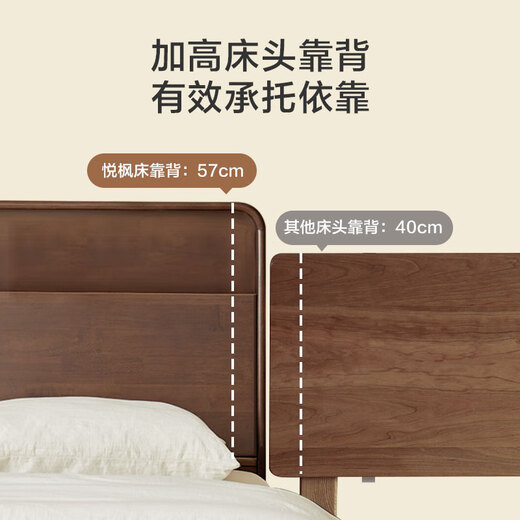 Jingdong Tokyo Zaoju Yuefeng solid wood bed natural rubber wood master bedroom double bed walnut color 1.8 2 meters
