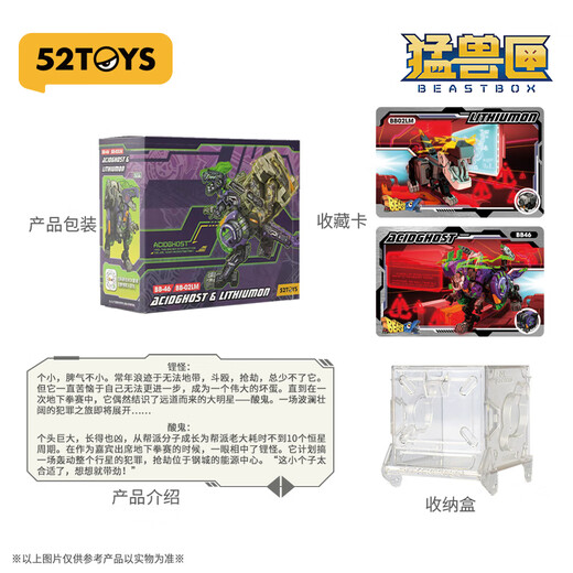 52Toys Beastbox Beast Box Series Hell Hidden 2.0 Set, Lithium Monster ácido Fantasma Transformación de dinosaurios Modelo de juguete, Hell Hidden 2.0 Set (sin monedas conmemorativas) 4cm*4cm+5cm*5cm (estado cerrado)