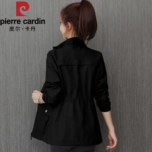 Pierre Cardin 2025 New Autumn Clothing Small Windbreaker Women Spring and Autumn Women's Western Style Jacket Cardigan Casual Windbreaker Khaki M Recommendation 90-105Jin Jin equals 0.5 kg